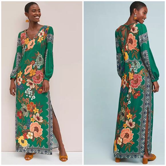 FARM Rio Dresses & Skirts - Farm Rio x Anthropologie Verdor Maxi Dress Green Floral